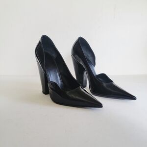 Givenchy D'orsay Black Patent Leather Pumps EU 36.5 US 6.5 Pointed Toe Designer